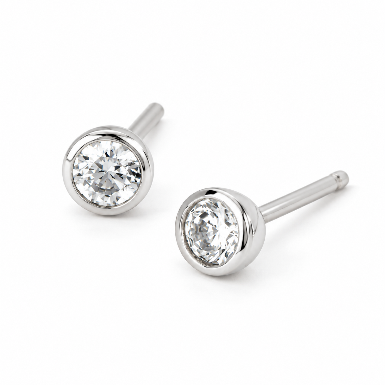Ostbye White Sapphire Bezel Stud Earrings