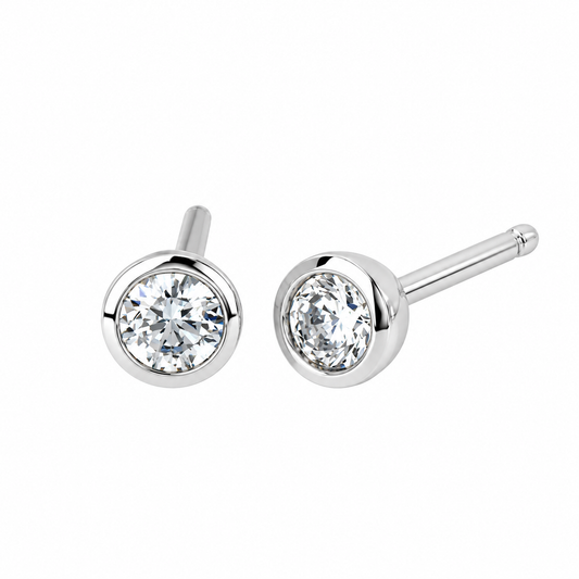 Ostbye White Sapphire Bezel Stud Earrings