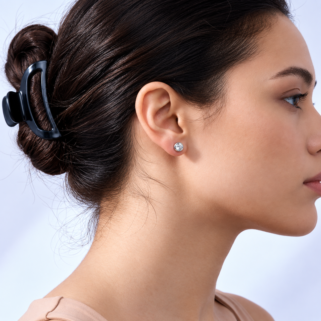 Ostbye White Sapphire Bezel Stud Earrings