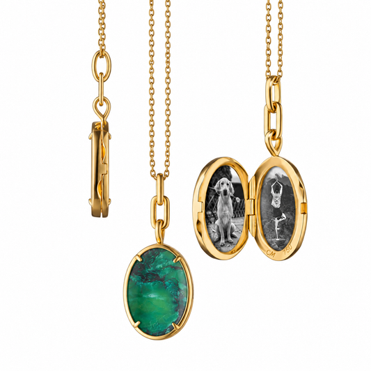 Oval Locket with Aventurine Slice by Monica Rich Kosann