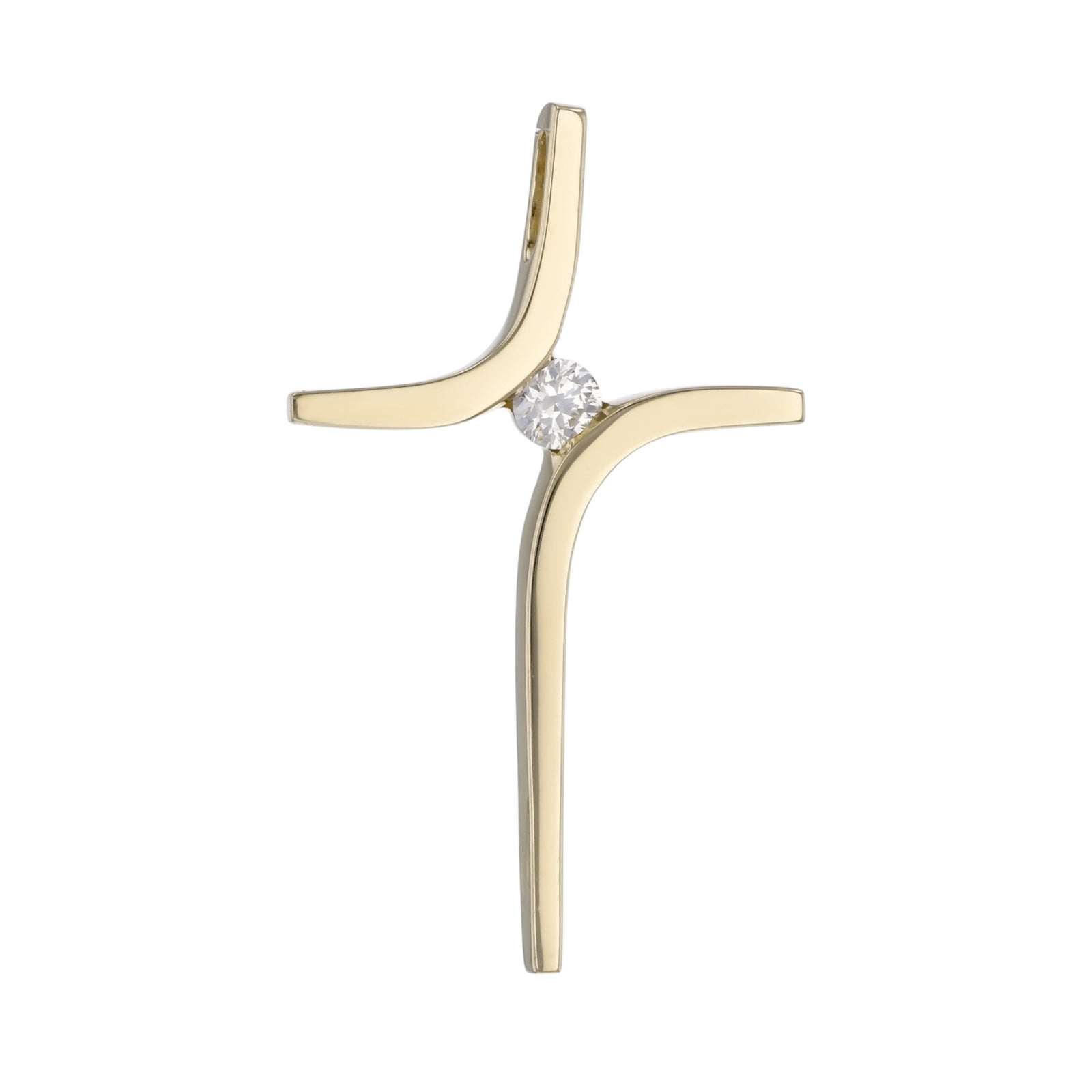Modern Gold & Diamond Cross Pendant