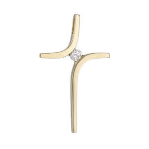 Modern Gold & Diamond Cross Pendant