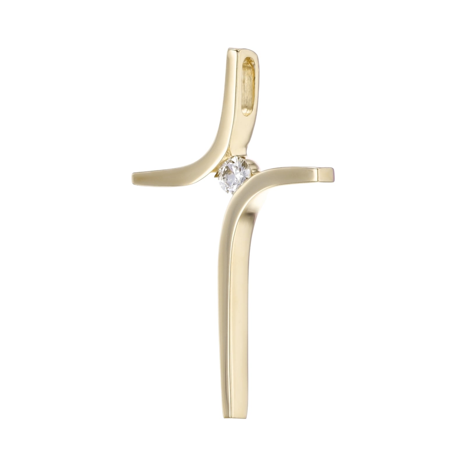 Modern Gold & Diamond Cross Pendant