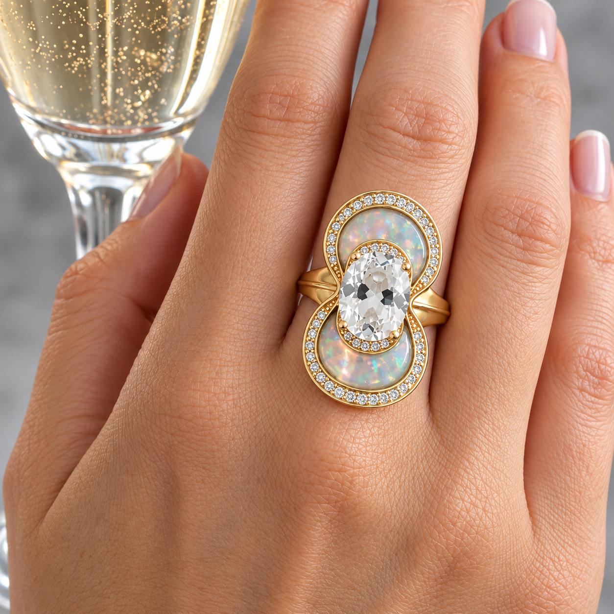 Phenakite Opal Nebula Ring by Meredith Young