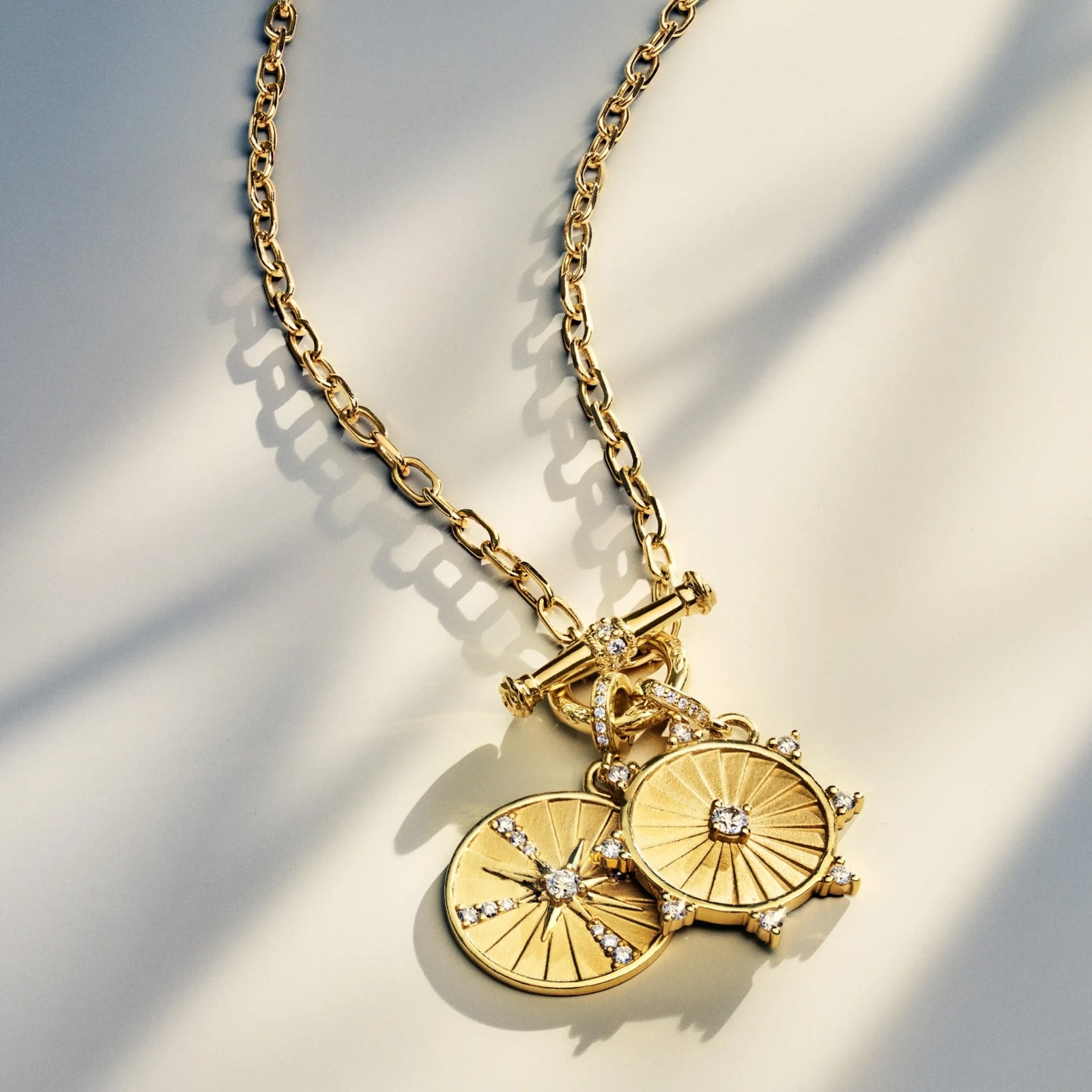 Flat Link Toggle Necklace by Penny Preville available at Talisman Collection Fine Jewelers in El Dorado Hills, CA and online. A forever piece... 18k yellow gold flat link chain necklace with pave diamond accented toggle, elegant and classic worn on its own, even better enhanced with multiple charms and pendants. This 18" necklace is a foundation piece everyone should have in their jewelry wardrobe.