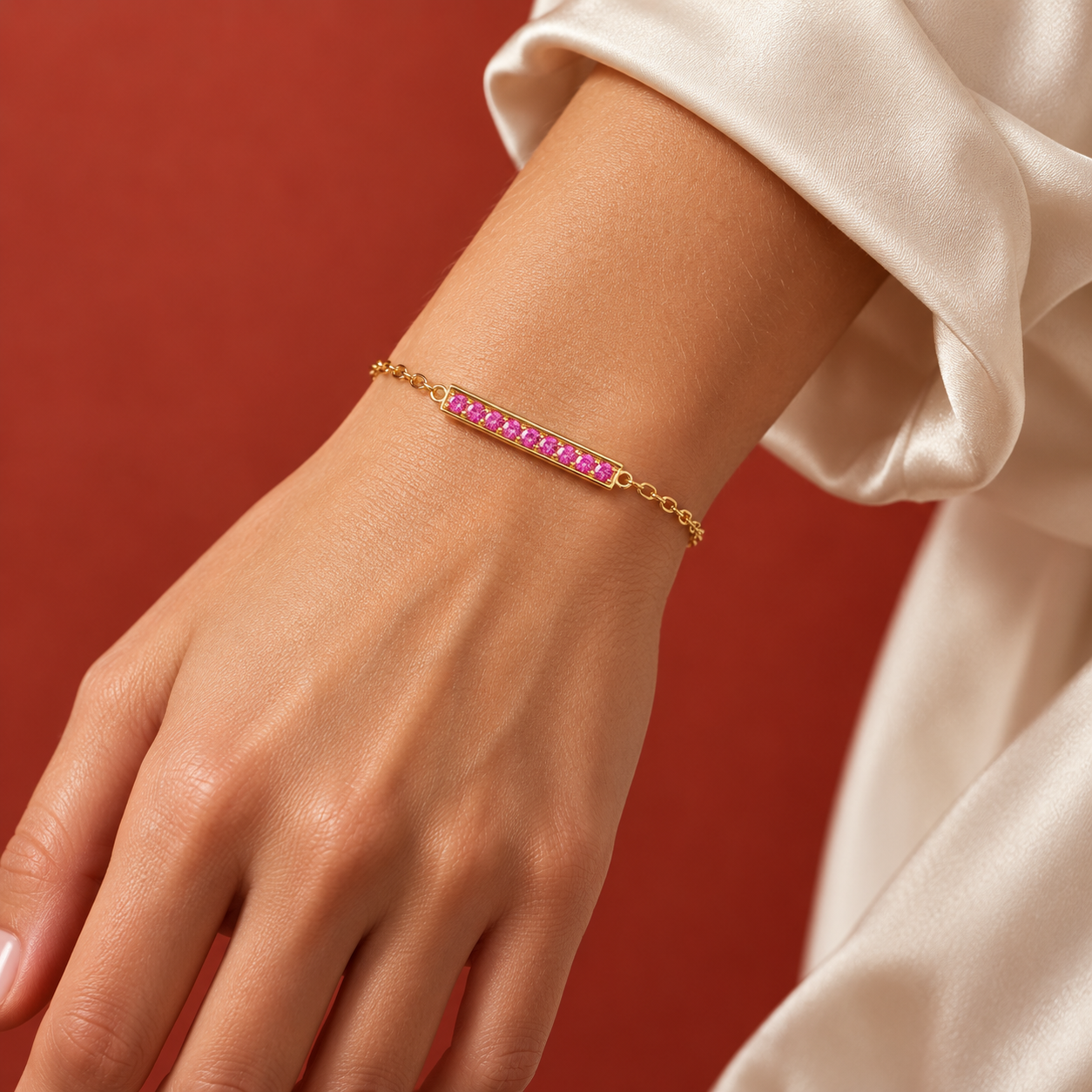 Pink Sapphire "Courage" Petite Poesy Bracelet by Monica Rich Kosann
