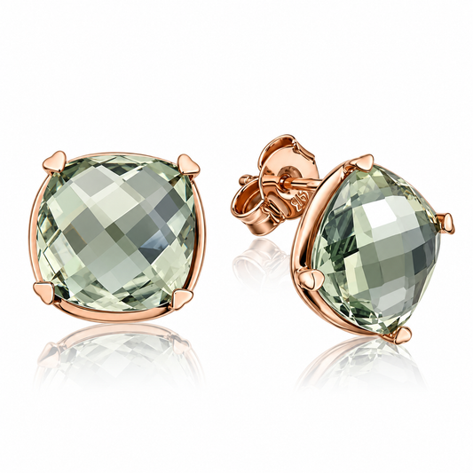 Prasiolite Cushion Studs by Lisa Nik