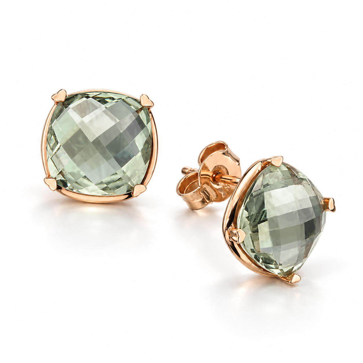 Prasiolite Cushion Studs by Lisa Nik