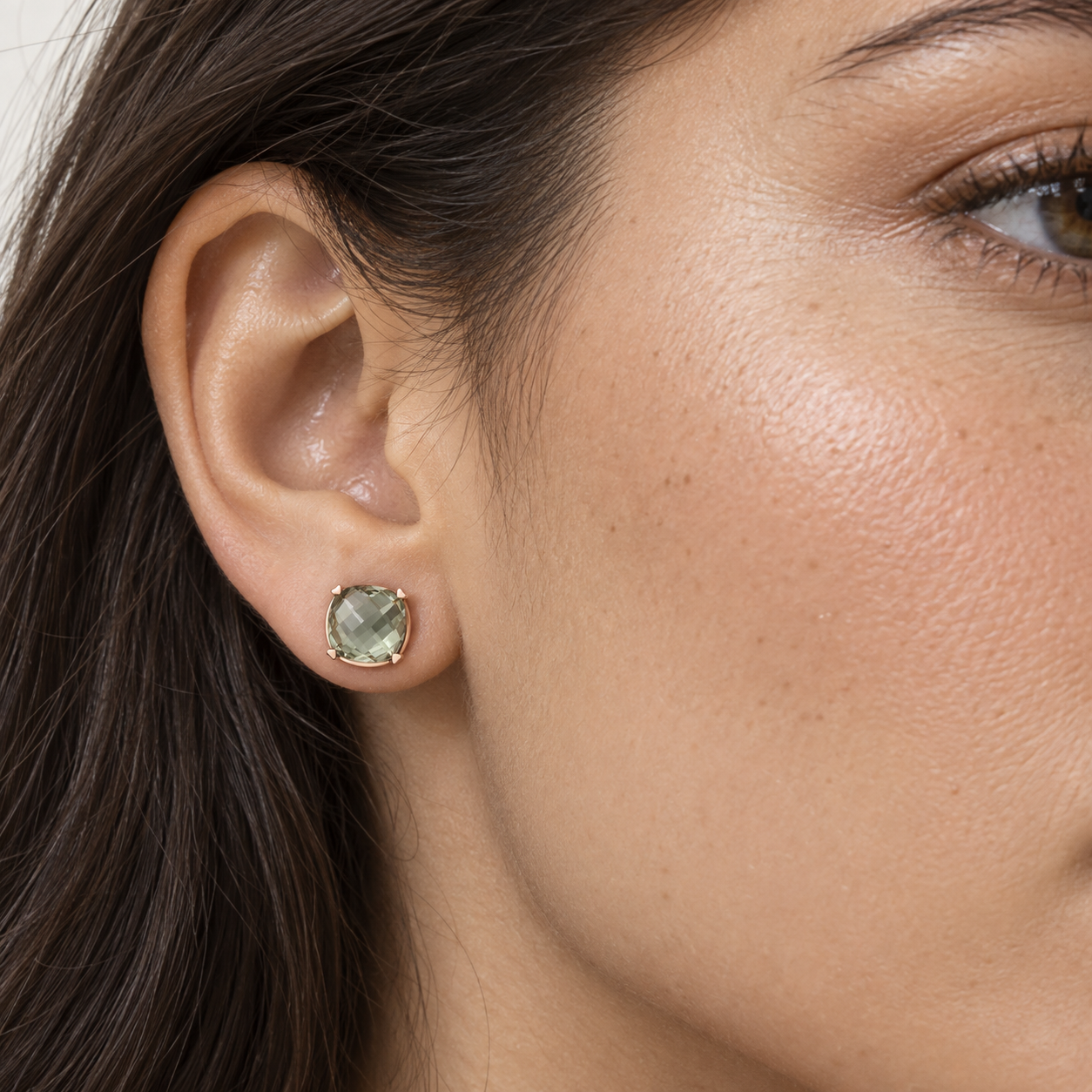 Prasiolite Cushion Studs by Lisa Nik