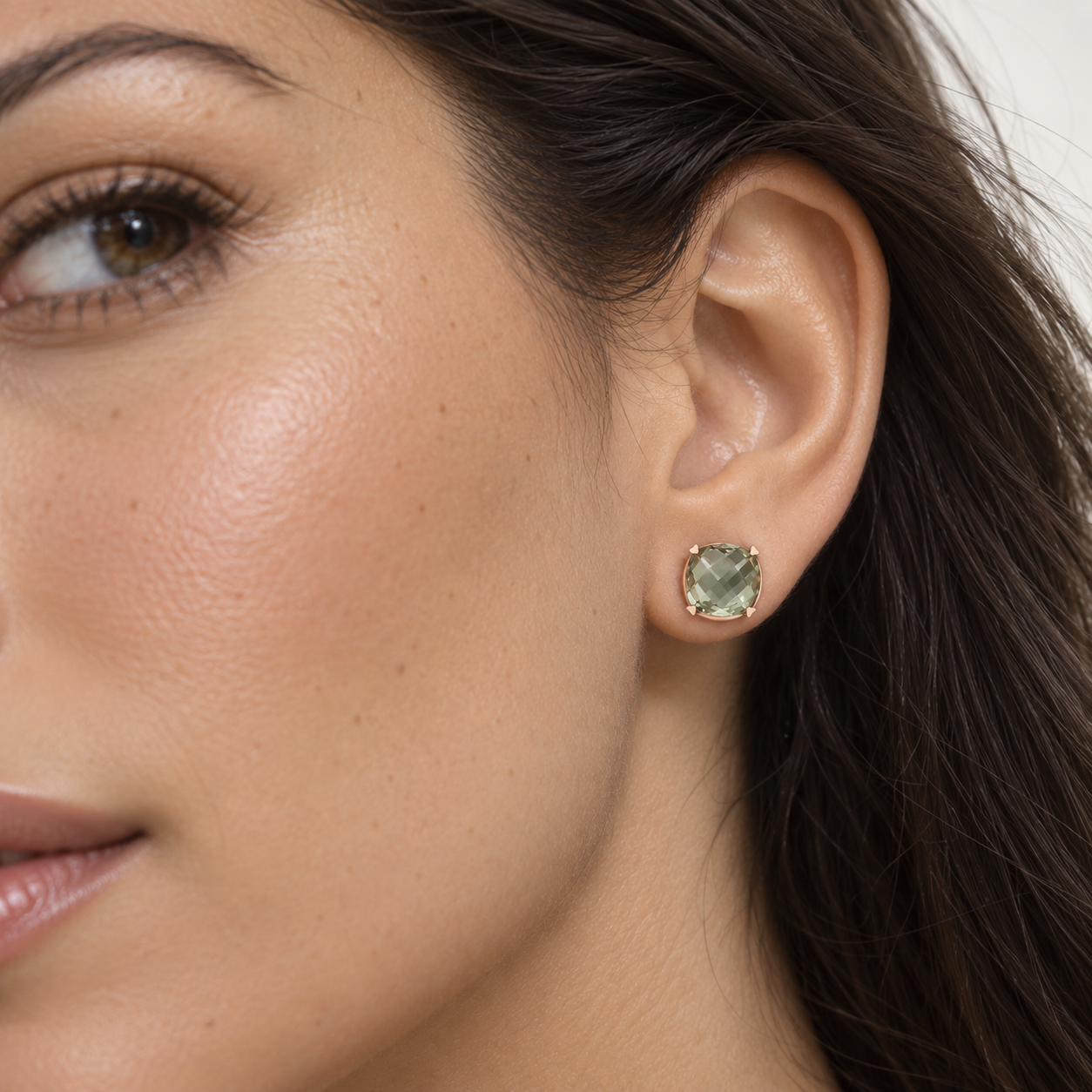 Prasiolite Cushion Studs by Lisa Nik