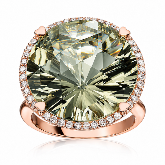 Prasiolite and Diamond Ring by Lisa Nik