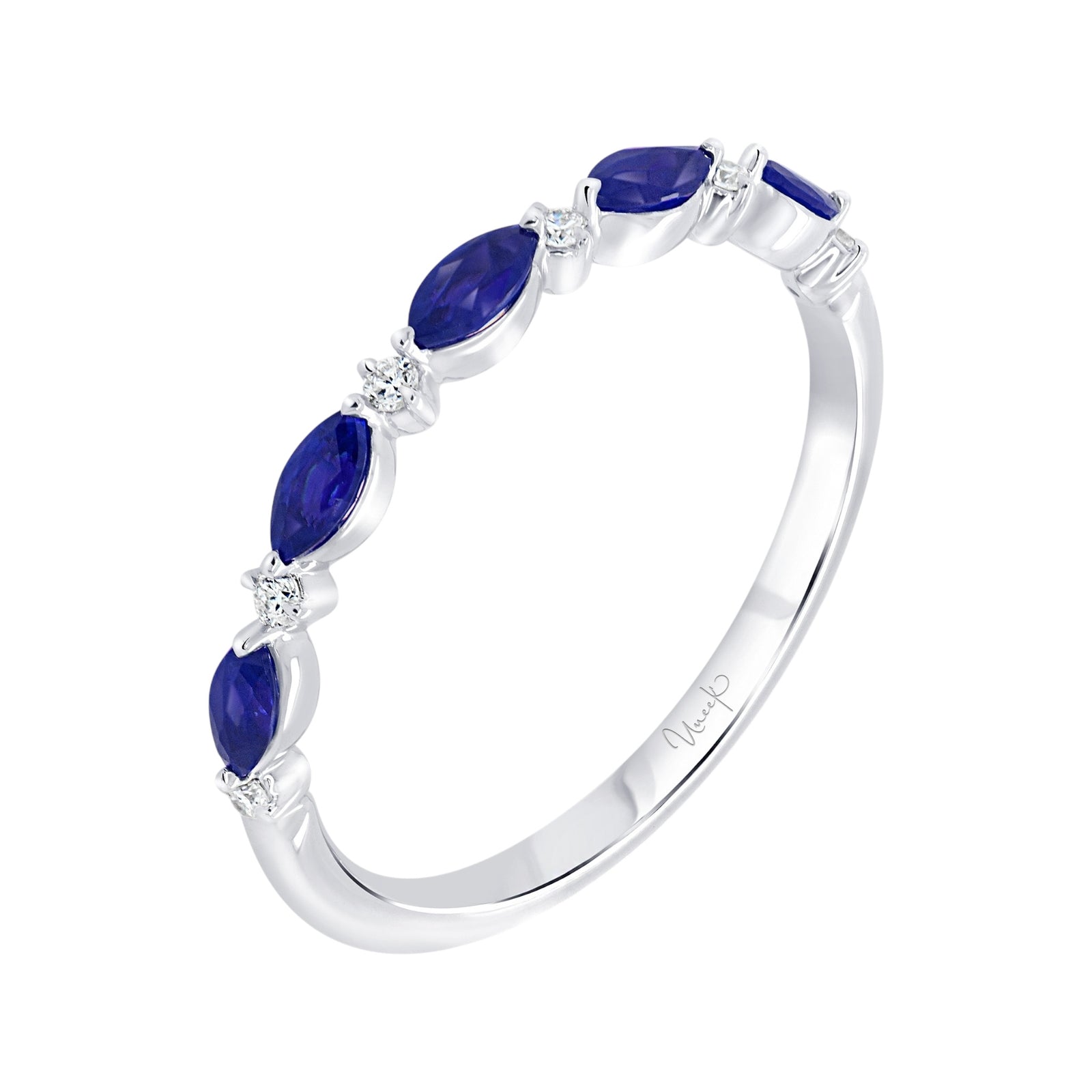 Marquee Blue Sapphire and Diamond Band