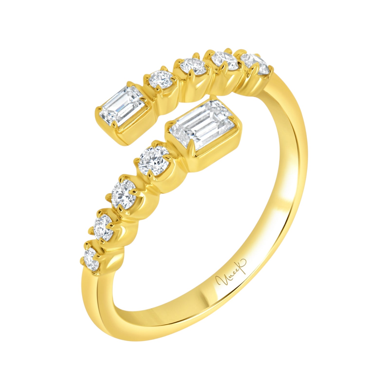 Yellow Gold Diamond Bypass Wrap Ring