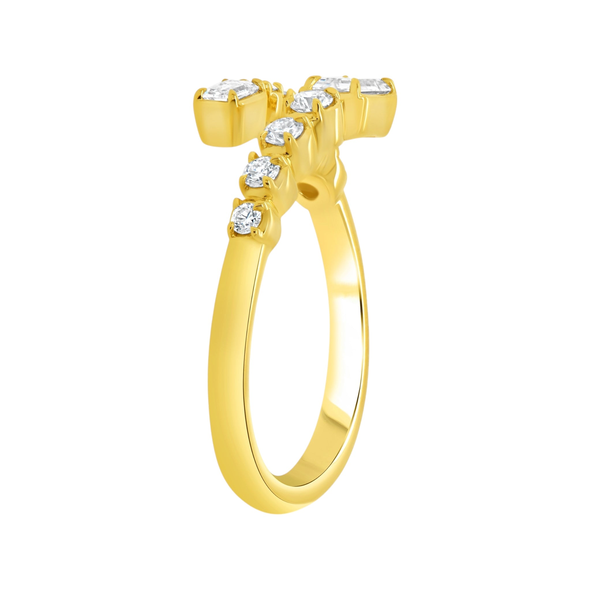 Yellow Gold Diamond Bypass Wrap Ring