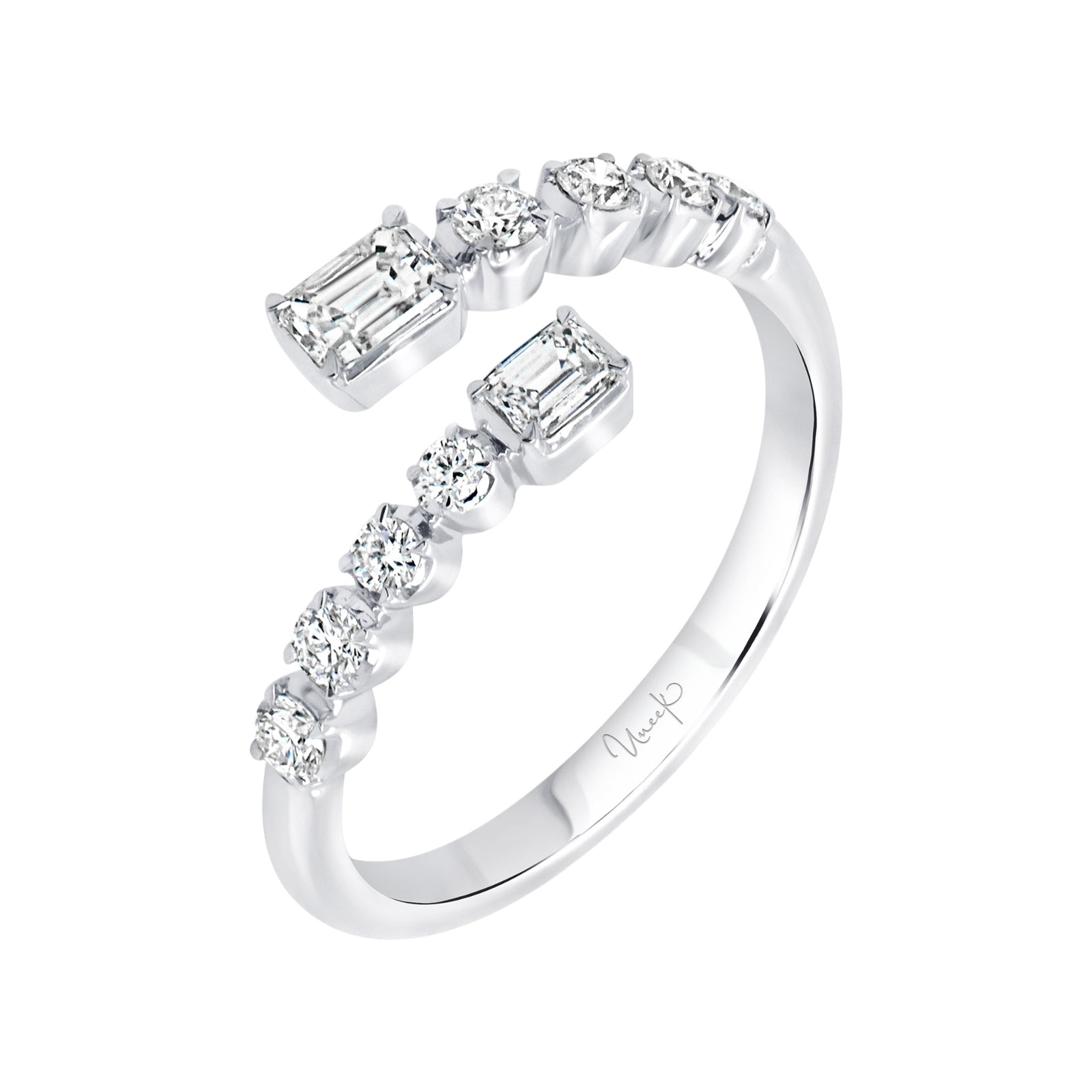 White Gold Diamond Bypass Wrap Ring