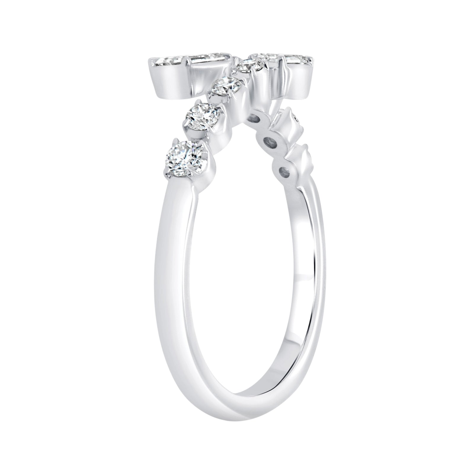 White Gold Diamond Bypass Wrap Ring