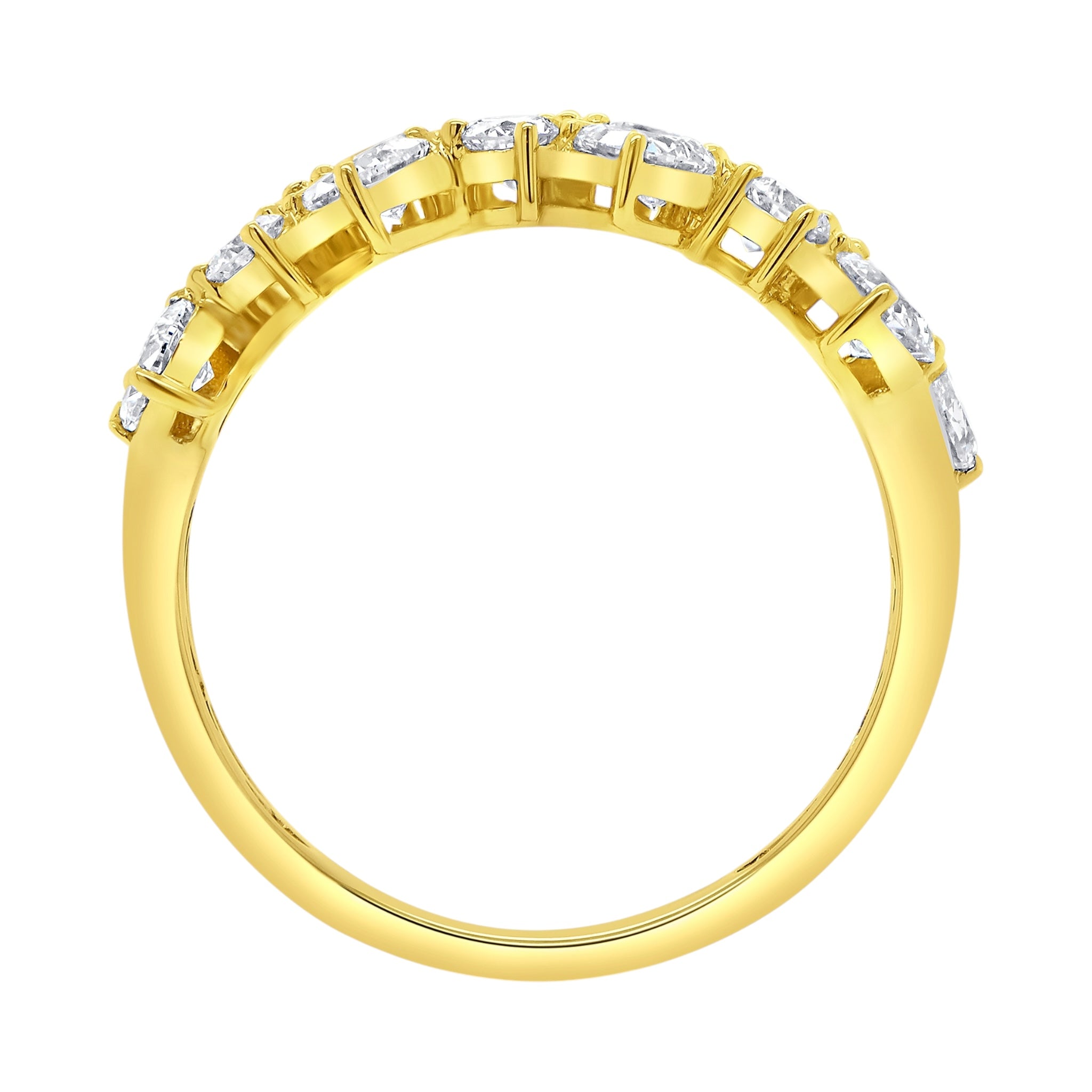 Pear and Round Diamond Stacked Band