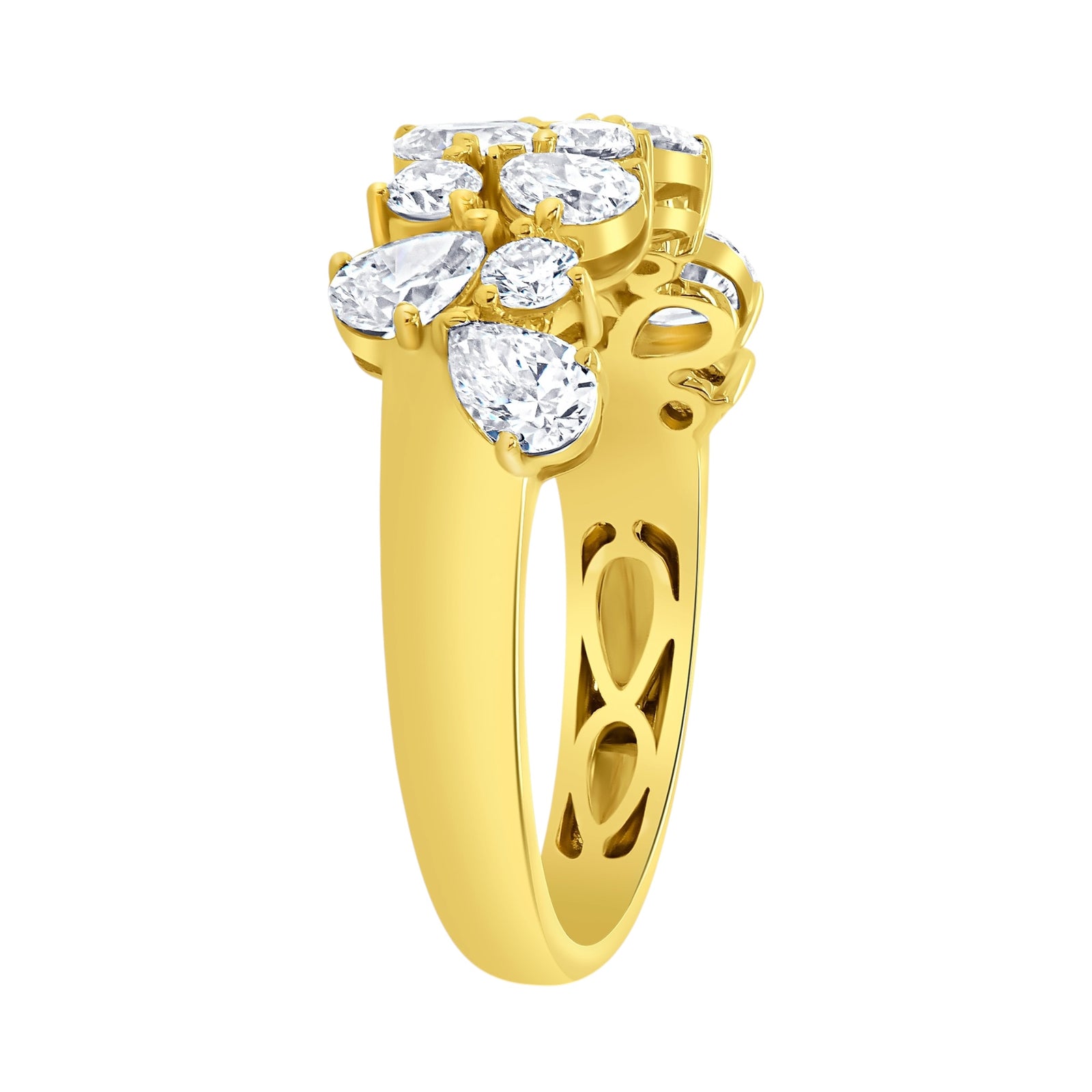 Pear and Round Diamond Stacked Band