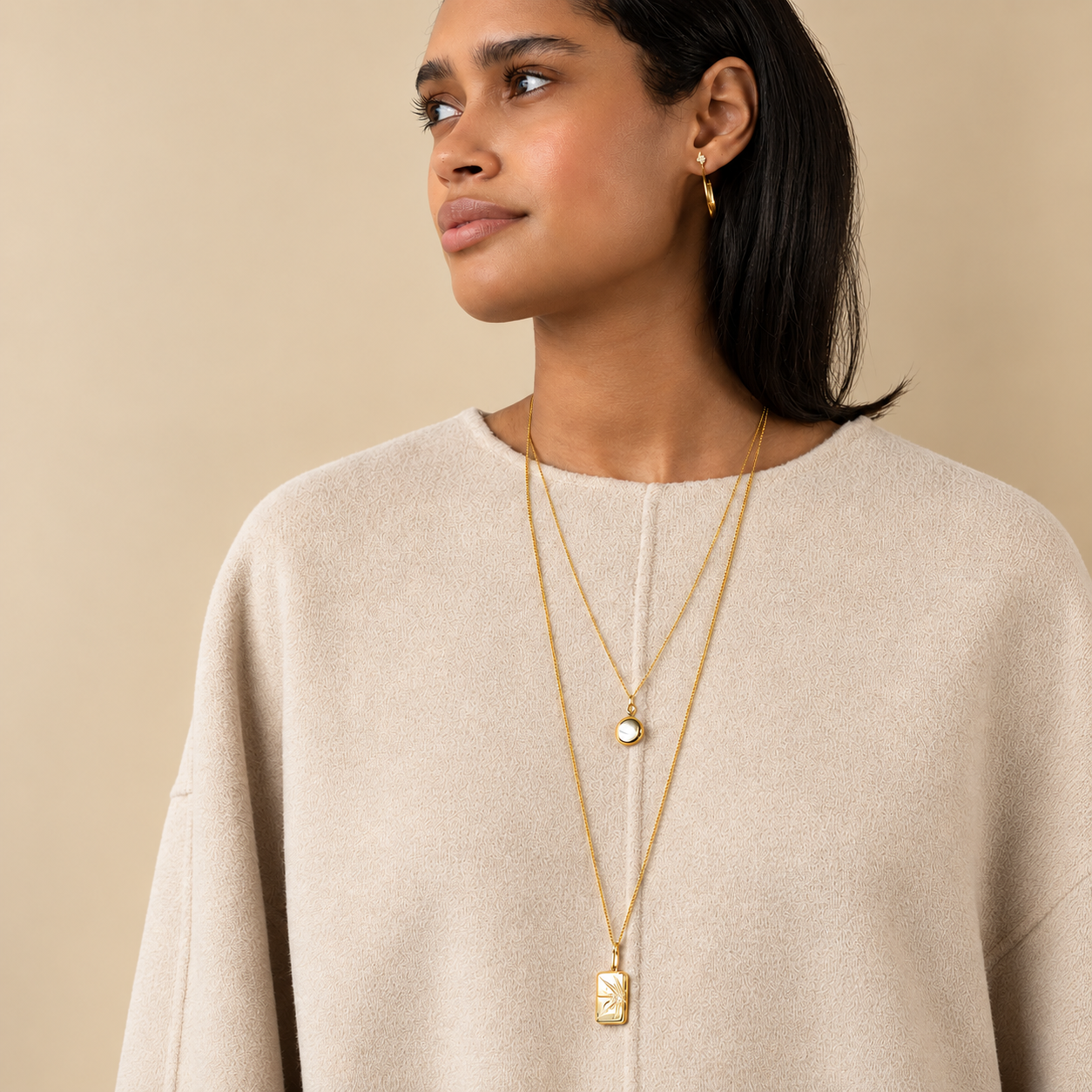 Rectangular Sun and Star Locket with Diamonds by Monica Rich Kosann