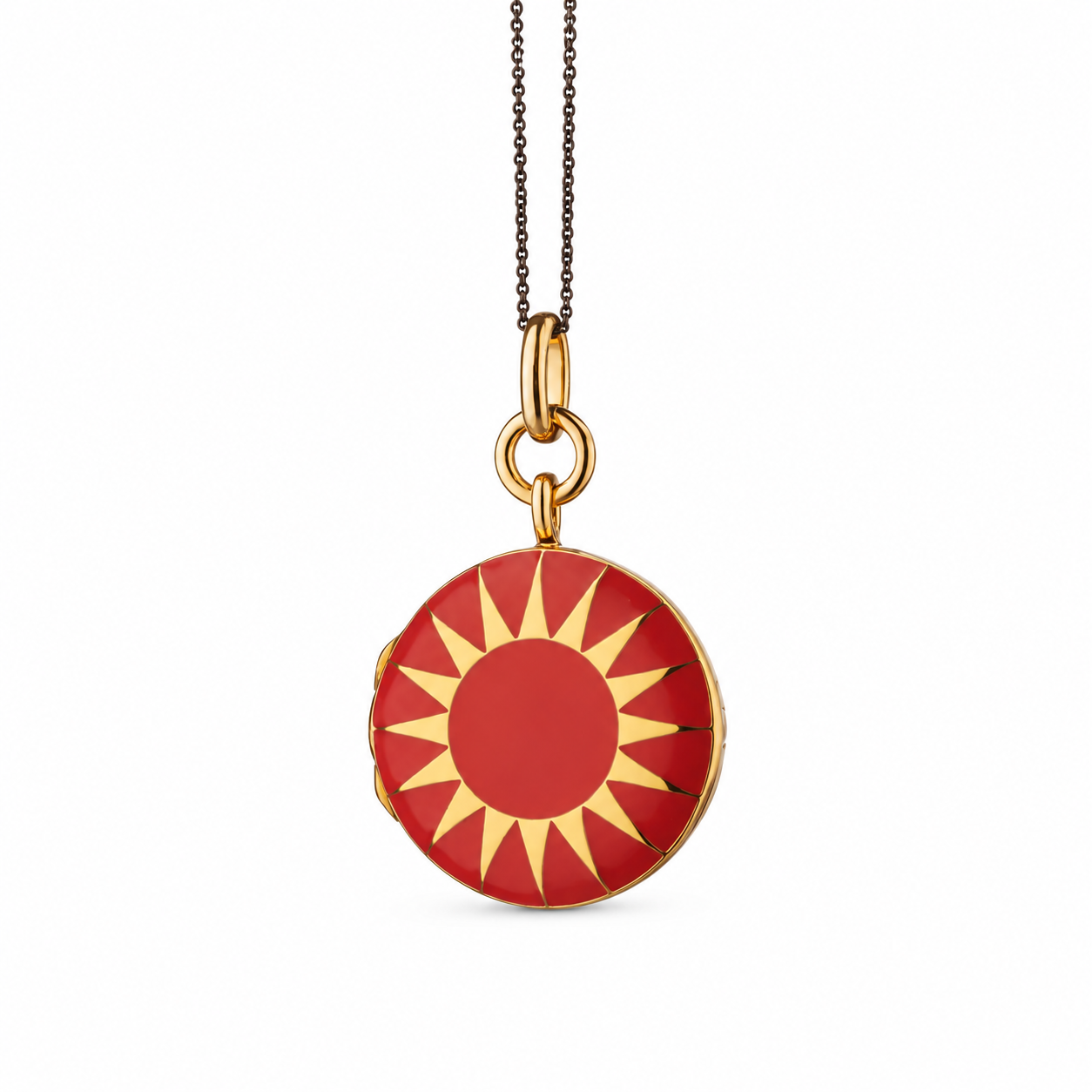 Red Enamel Vermeil Round Locket by Monica Rich Kosann