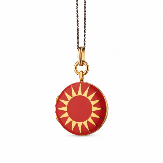 Red Enamel Vermeil Round Locket by Monica Rich Kosann