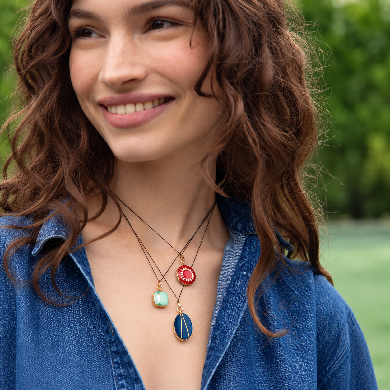 Red Enamel Vermeil Round Locket by Monica Rich Kosann