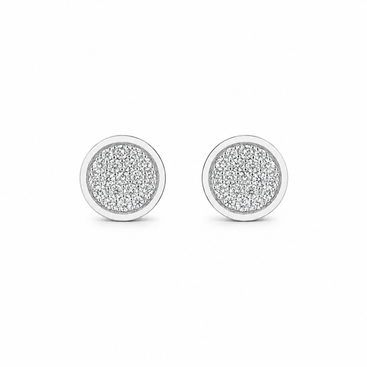 Round Disc Pave Stud Earrings by Penny Preville