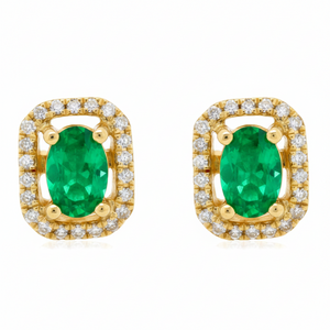 LALI Emerald & Diamond Halo Stud Earrings