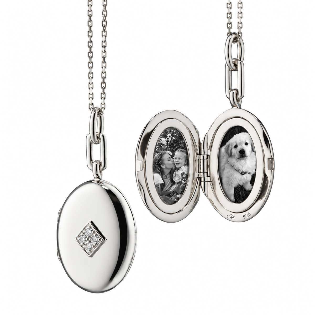 Silver Oval Locket with Diamonds by Monica Rich Kosann
