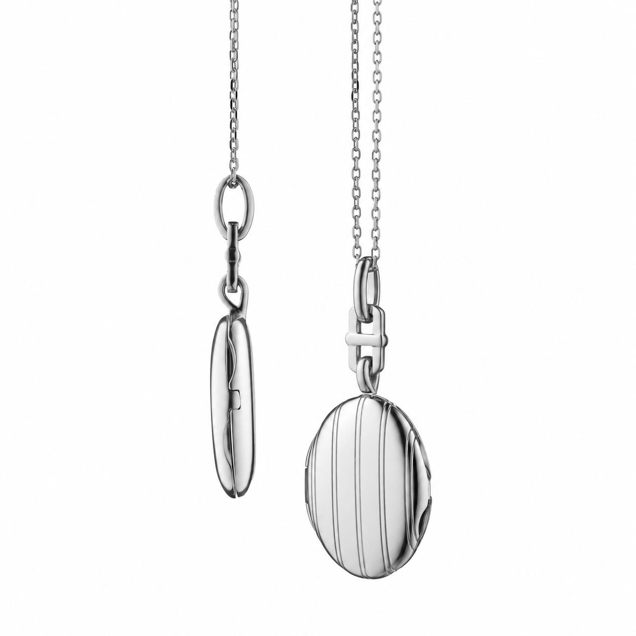 Slim Pinstripe "Eve" Sterling Silver Locket Necklace by Monica Rich Kosann