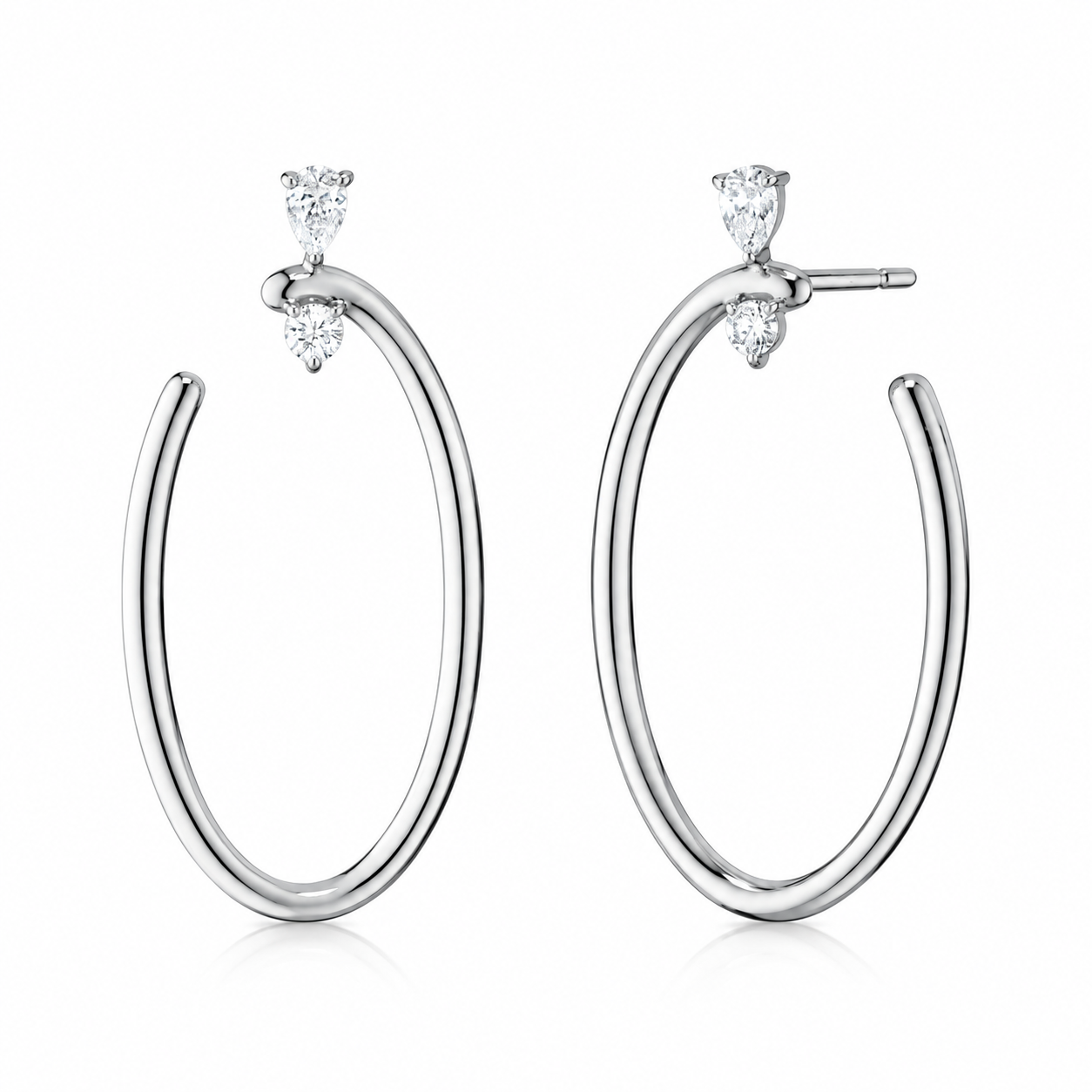 Sterling Silver Large Oval "Galaxy Wrap Hoop" Earrings with White Sapphires by Monica Rich Kosann