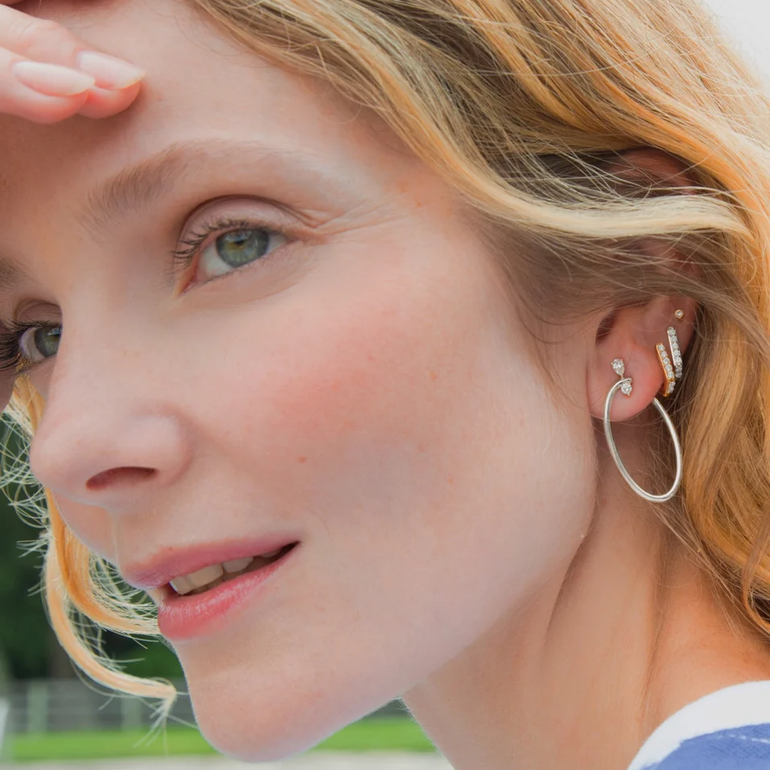 Sterling Silver Large Oval "Galaxy Wrap Hoop" Earrings with White Sapphires by Monica Rich Kosann