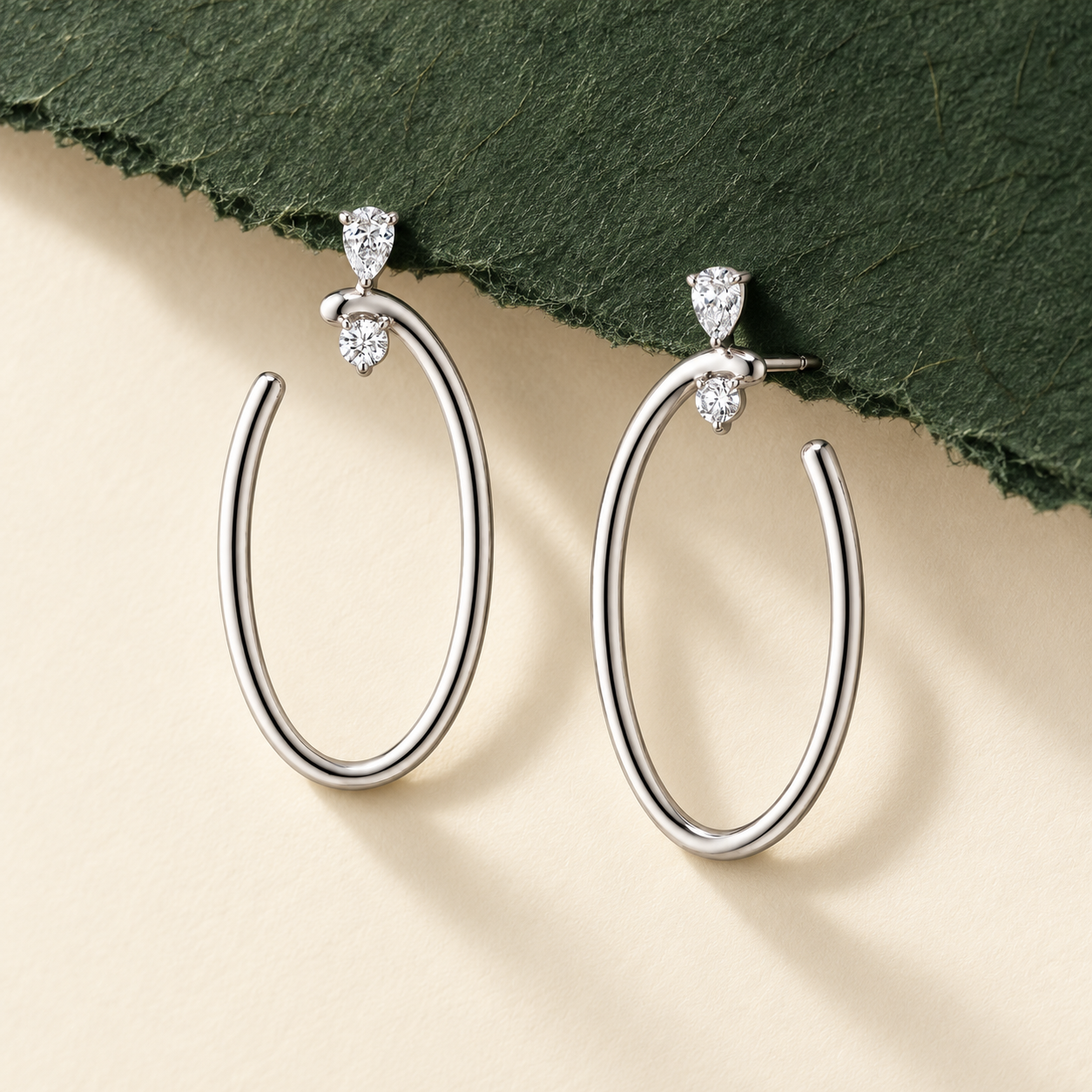 Sterling Silver Large Oval "Galaxy Wrap Hoop" Earrings with White Sapphires by Monica Rich Kosann