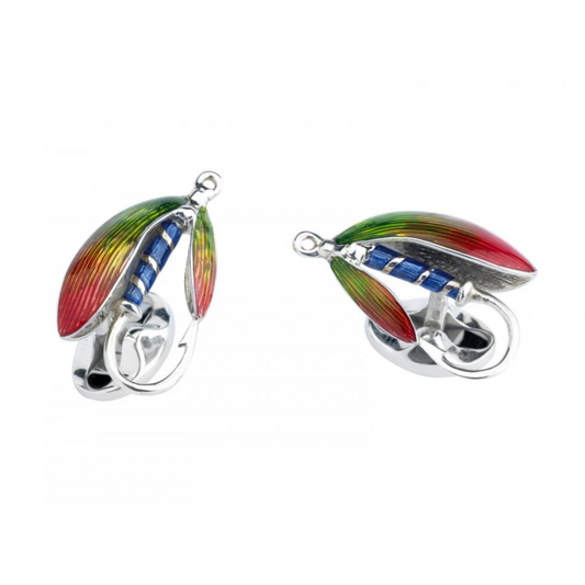 Sterling Silver Fly Fishing Cufflinks by Deakin & Francis available at Talisman Collection Fine Jewelers in El Dorado Hills, CA and online. Reel in the compliments with these fly-tastic sterling silver fishing cufflinks. Their charming enamel design will surely hook anyone's attention, and add a personal touch by engraving the backs. A must-have for professionals who love to network and fish on the side! Reel-y awesome!