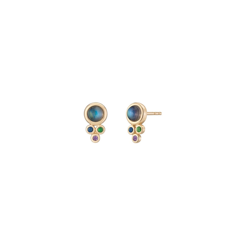 Trio Studs, Moonstone + Cool mix by Mined + Found