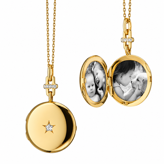 Twinkle Star Locket with Center Star Diamond by Monica Rich Kosann