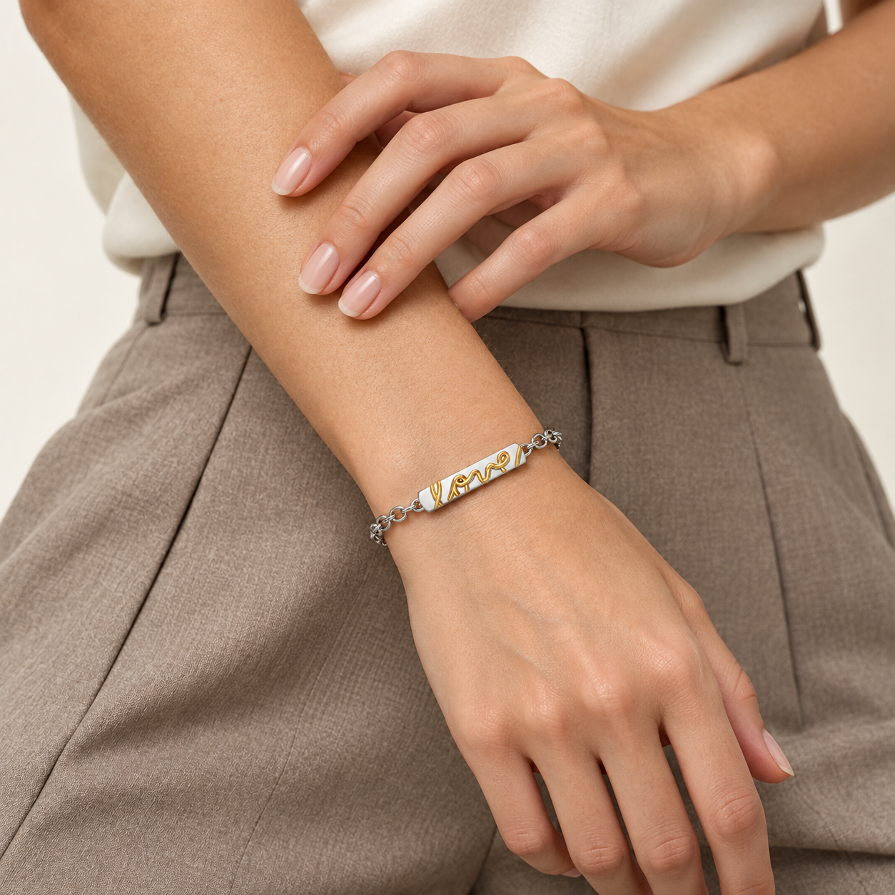 Two-Tone "Love" Poesy Bracelet by Monica Rich Kosann
