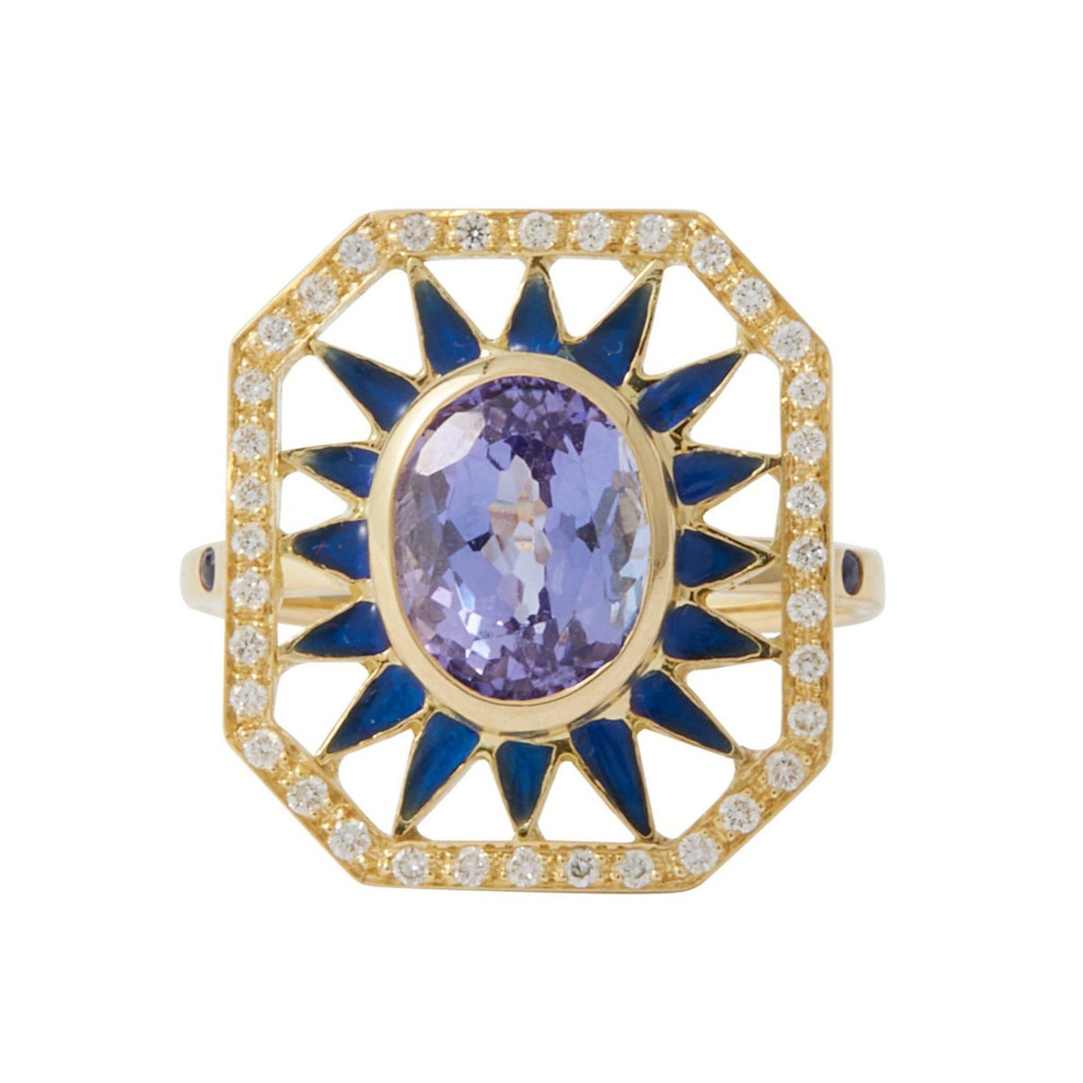 Fate Ring by Unhada available at Talisman Collection Fine Jewelers in El Dorado Hills, CA and online. Stats: Find your fate with this one-of-a-kind treasure. The glamorous Tanzanite (2.56 cts) and glittering diamonds add a bit of sophistication. Not to mention, the whimsical fusion of enamel and 18k gold makes this Fate Ring a true masterpiece. Available now in size 6.5, but don't hesitate to reach out for a custom fit!