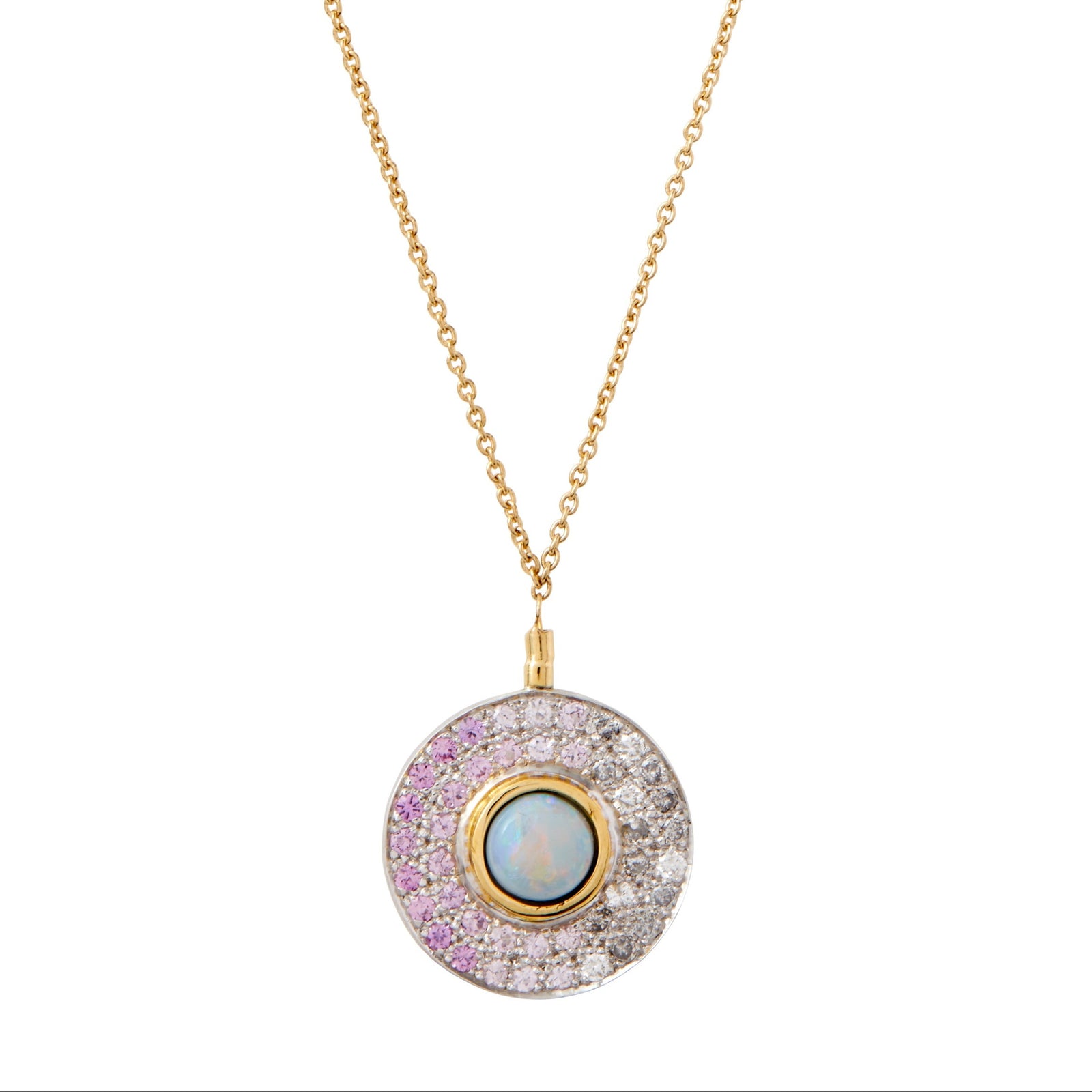 Unhada Pink Sapphire & Opal Mirror Necklace available at Talisman Collection Fine Jewelers in El Dorado Hills California.
