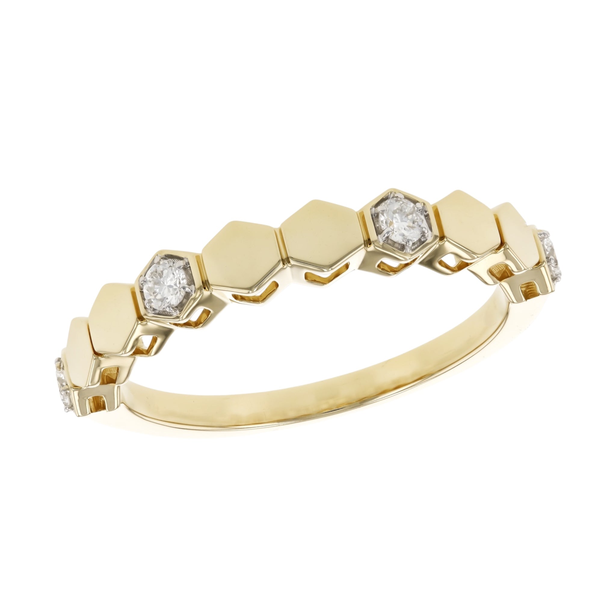 Hexagon Gold & Diamond Band