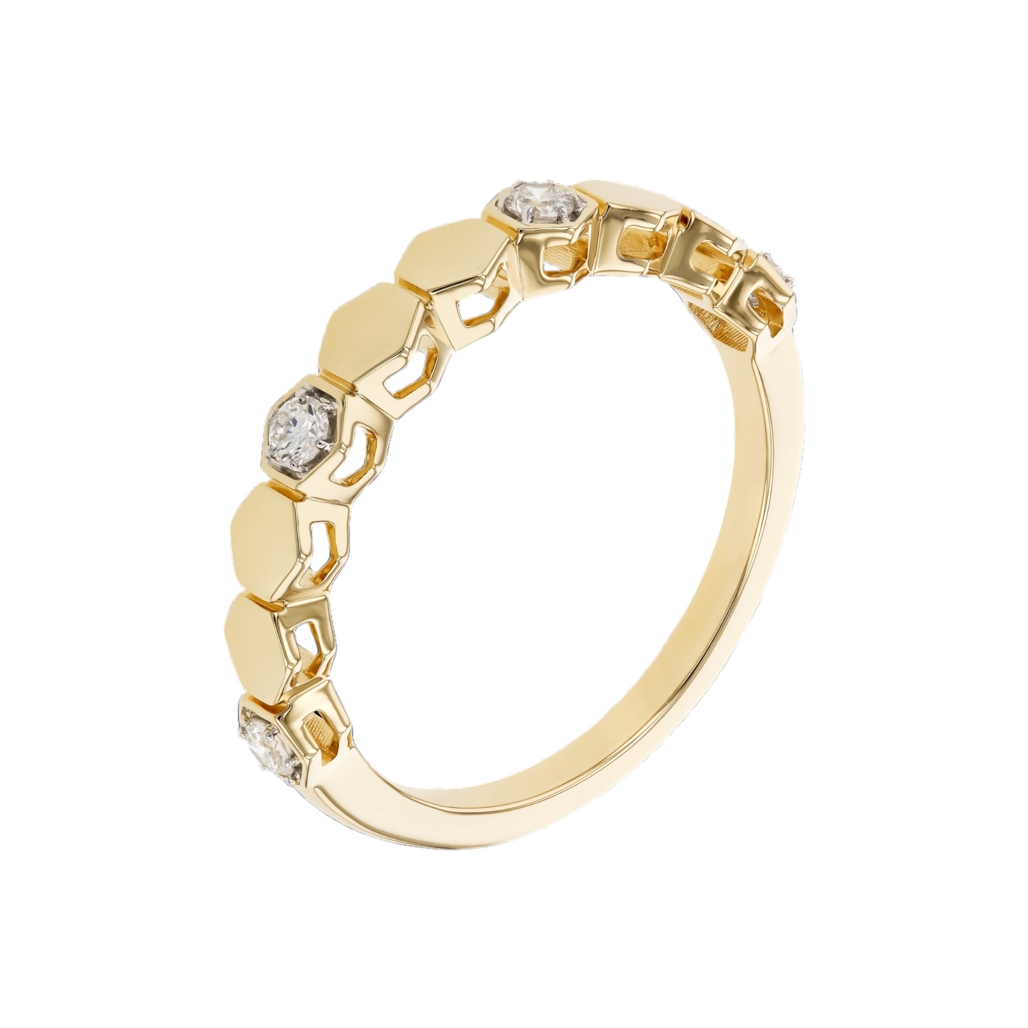 Hexagon Gold & Diamond Band