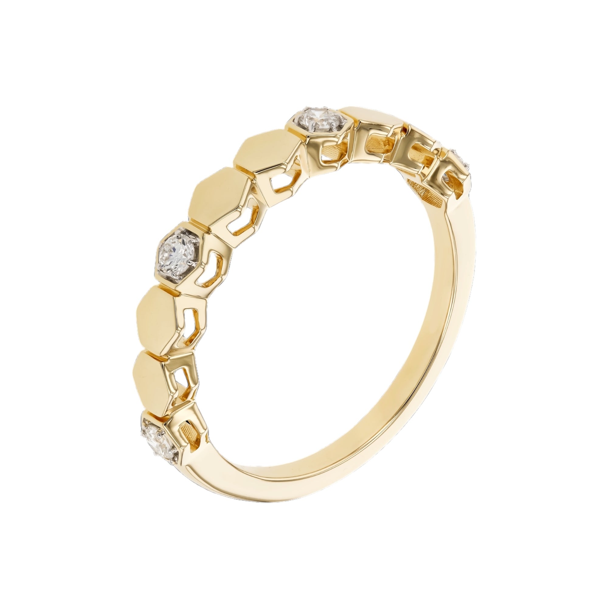 Hexagon Gold & Diamond Band