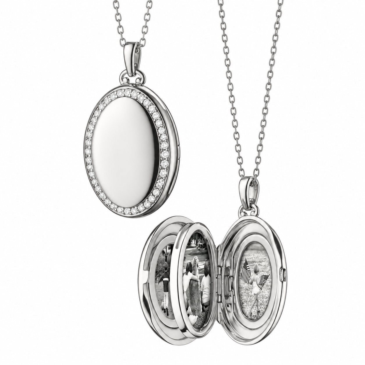 White Sapphire Border Midi Four Image Locket by Monica Rich Kosann