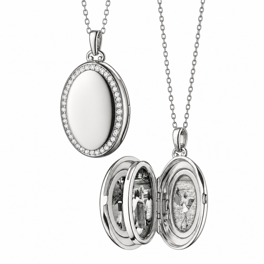 White Sapphire Border Midi Four Image Locket by Monica Rich Kosann