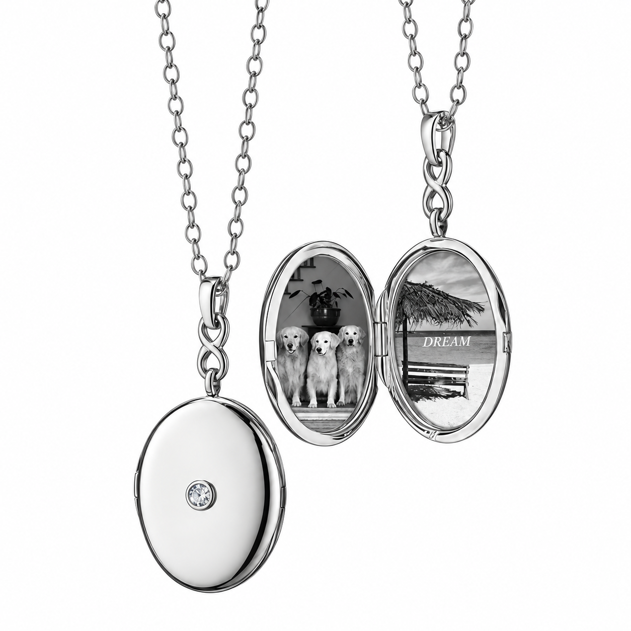 White Sapphire Infinity Locket by Monica Rich Kosann