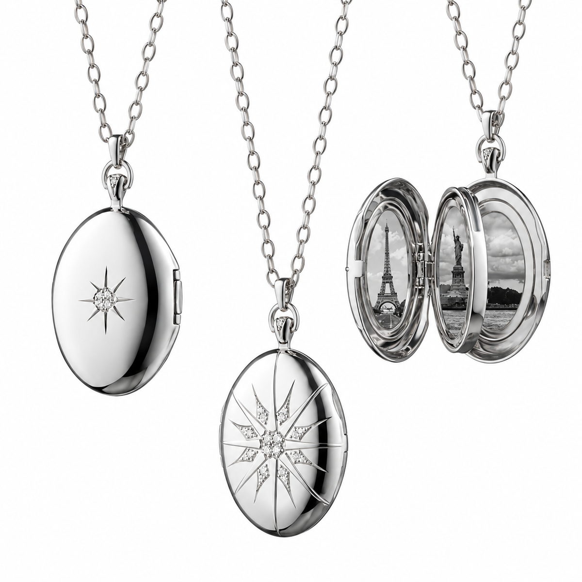 White Sapphire Premier Four Image Locket by Monica Rich Kosann