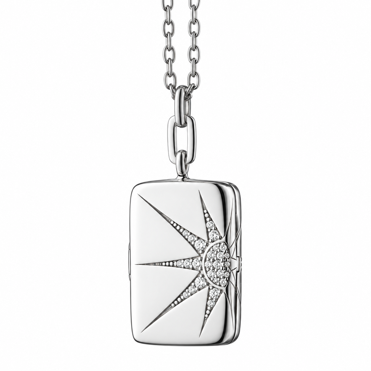 White Sapphire Sun and Star Locket by Monica Rich Kosann