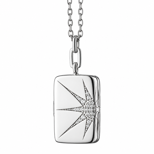 White Sapphire Sun and Star Locket by Monica Rich Kosann