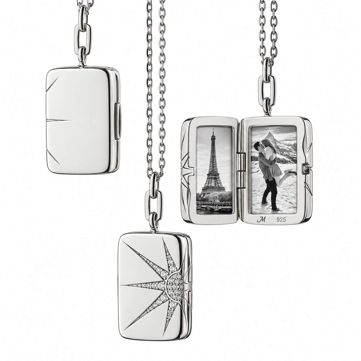White Sapphire Sun and Star Locket by Monica Rich Kosann