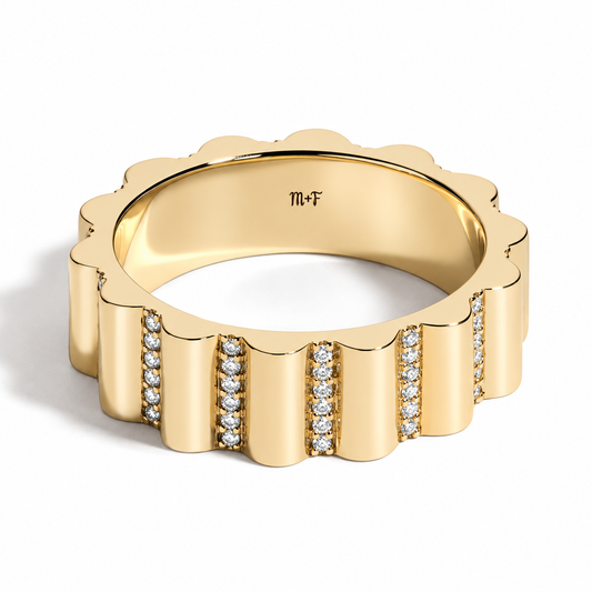 Wide Lace Gold Band by Mined + Found